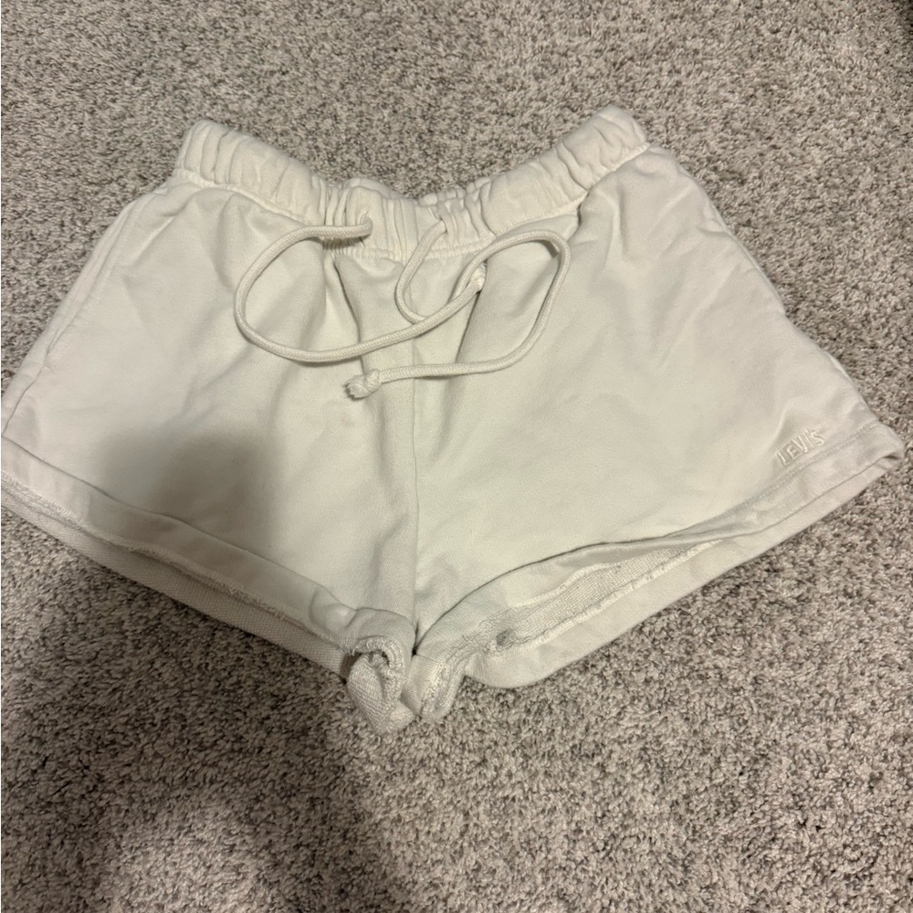 Levi's White Athletic Shorts with Elastic Waistband